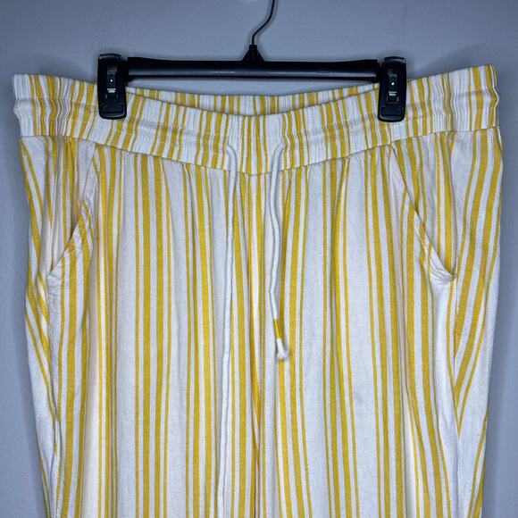 Torrid Pull One Wide Leg Linen Pants High-Rise Stretch Yellow Striped Sz 2R/2XL - Picture 3 of 11